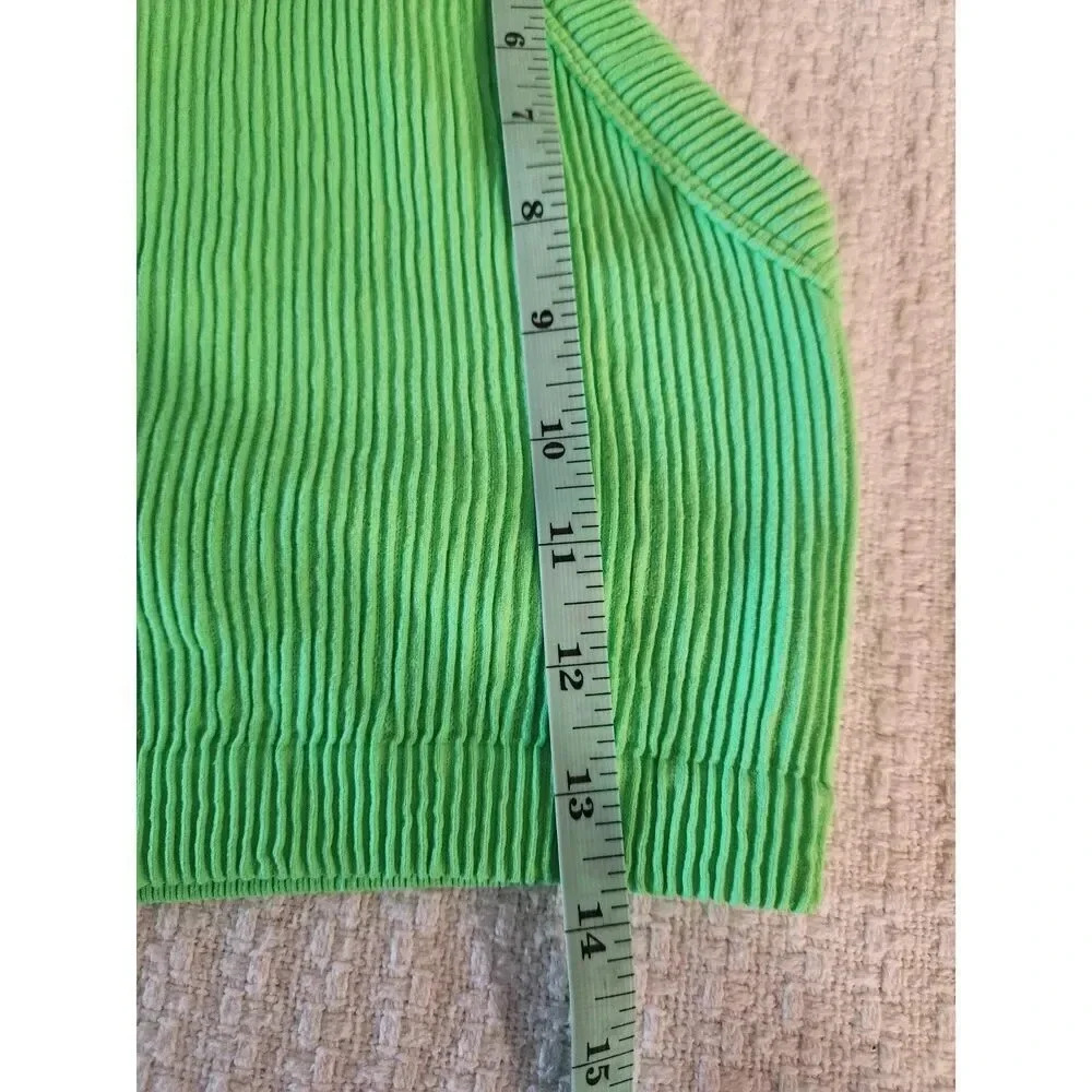 Aerie Superchill Seamless High Neck Bra Top in Neon Green - Picture 6 of 8